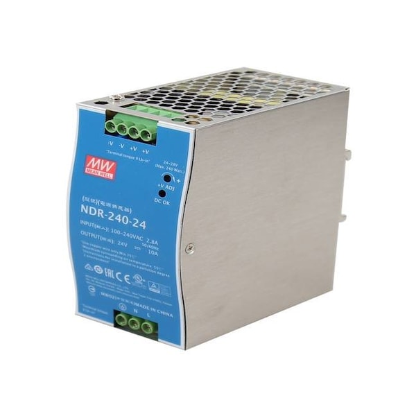 Power Supply, 90 to 264V AC/120 to 370V DC, 24V DC, 240W, 10A, DIN Rail